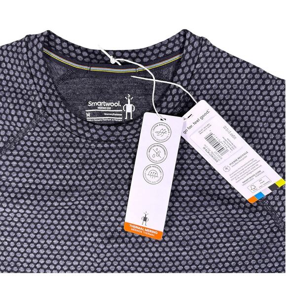 Smartwool Base Layer 250 Merino Wool Thermal Womens Medium Black Grey Dot Crew - Picture 5 of 7